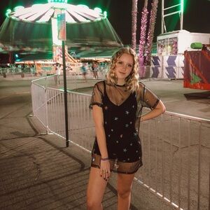 Sheer floral tshirt dress